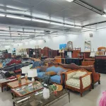 Furniture and decor items in a thrift store