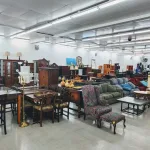 Furniture and decor items in a thrift store